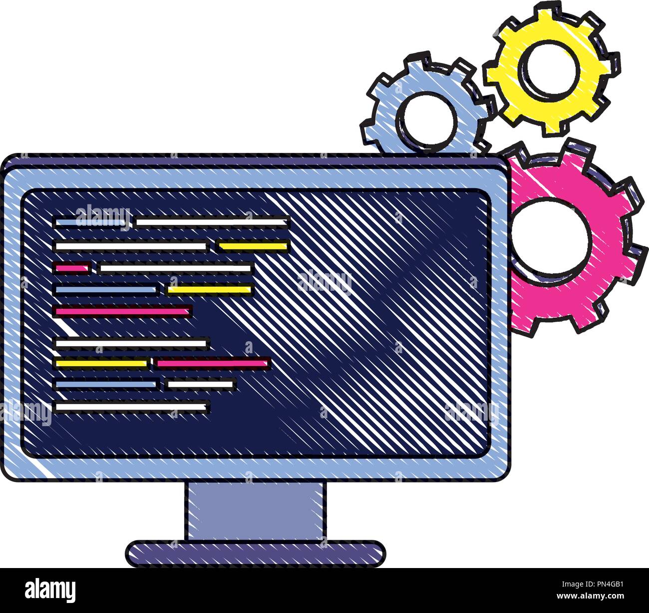 L'industrie informatique et de râpé avec programme de code Illustration de Vecteur
