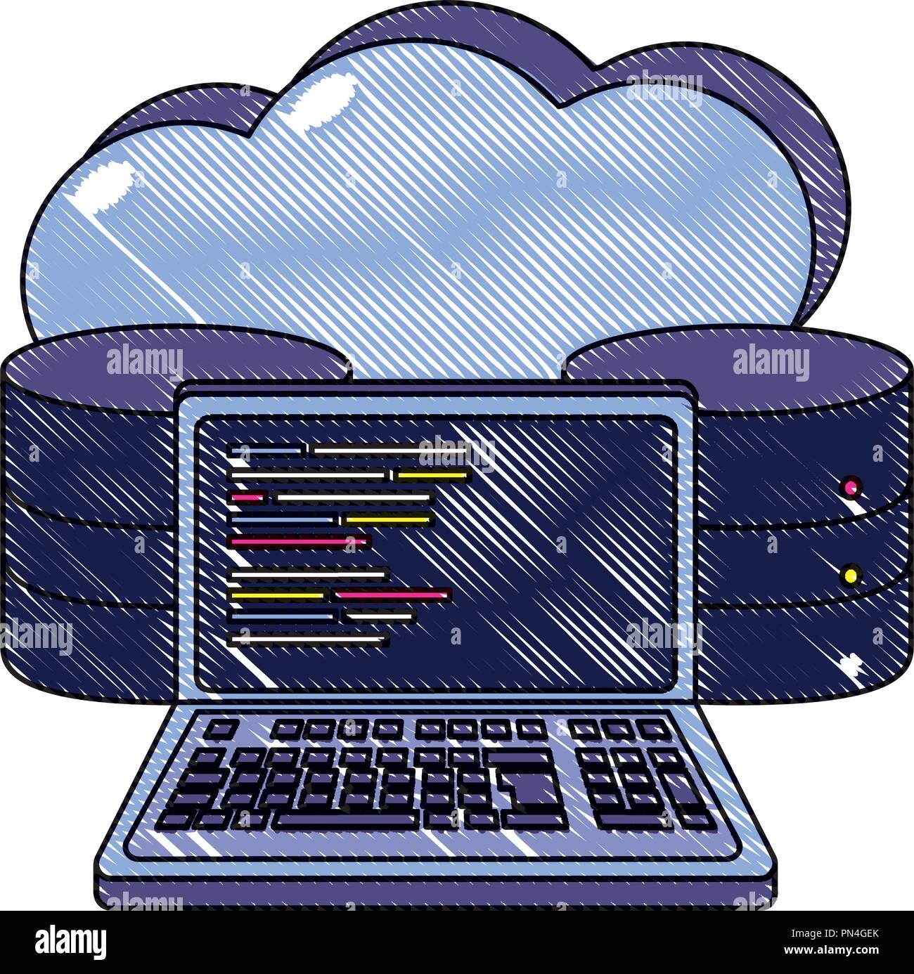 Données cloud râpé et code du système informatique Illustration de Vecteur