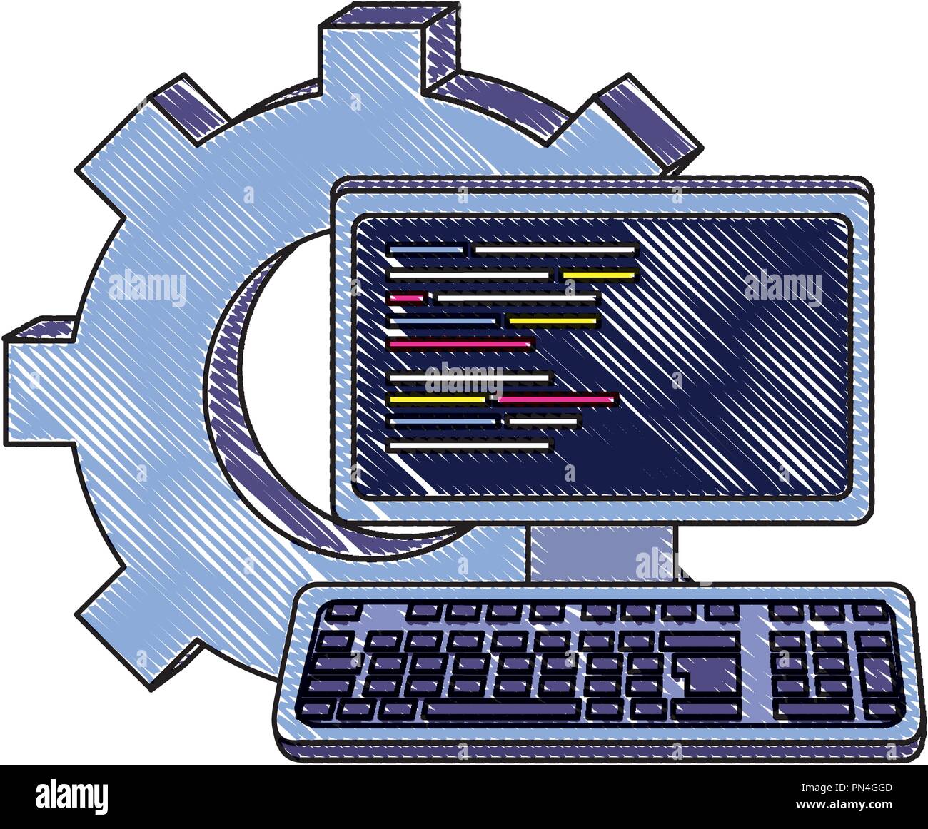 La technologie informatique râpé programme code et engins Illustration de Vecteur