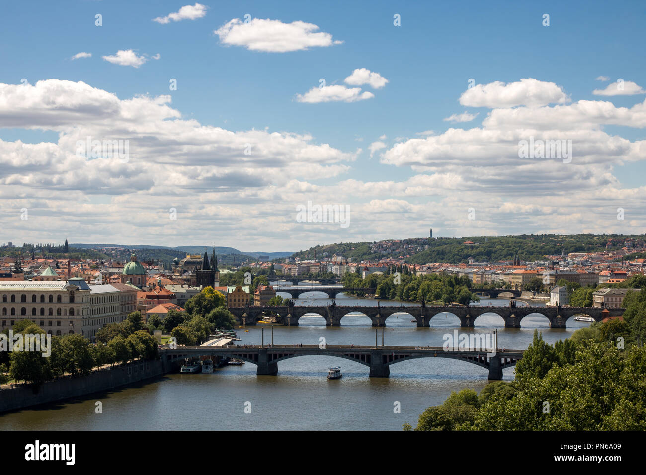 Les ponts sur la rivière Vltava à Prague, République Tchèque Banque D'Images