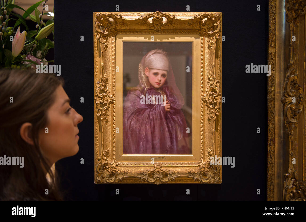 Bonhams, New Bond Street, London, UK. 20 Septembre, 2018. 19e siècle, européenne et britannique victorienne d'art impressionniste sur l'affichage à l'Bonhams. Photo : 'Petite Fatima' par Frederic, Lord Leighton (estimation £000 et 150 000). Credit : Malcolm Park/Alamy Live News. Banque D'Images