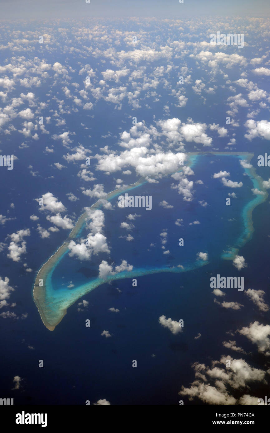 Vue aérienne de la mer de Corail, Osprey Reef Marine Park, Mer de Corail, Australie Banque D'Images