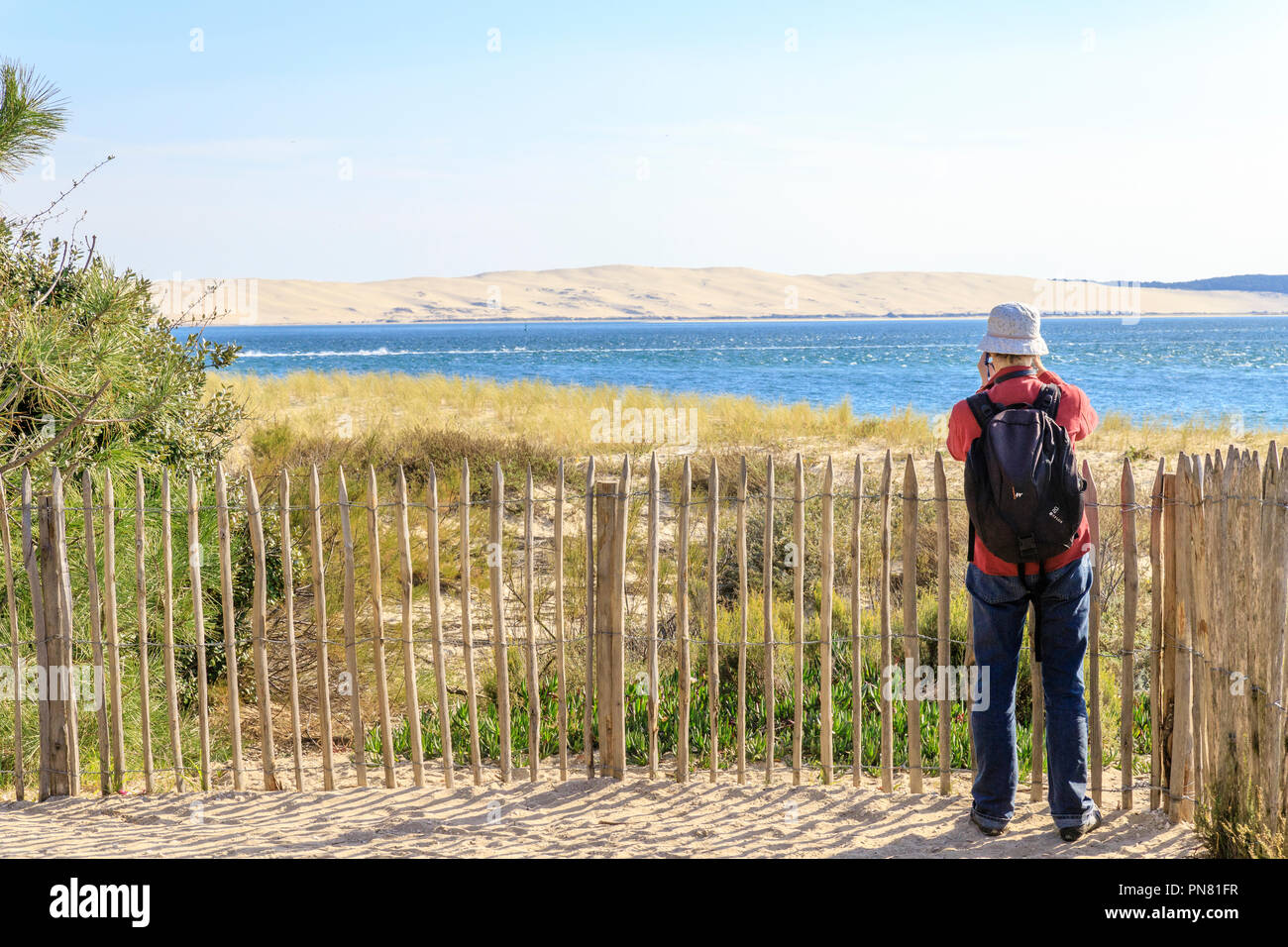 France, Gironde, Côte d'argent, parc naturel marin du bassin d'Arcachon (Arcachon) parc naturel marin, Lege Cap Ferret, vue sur la Dune du Pilat Banque D'Images