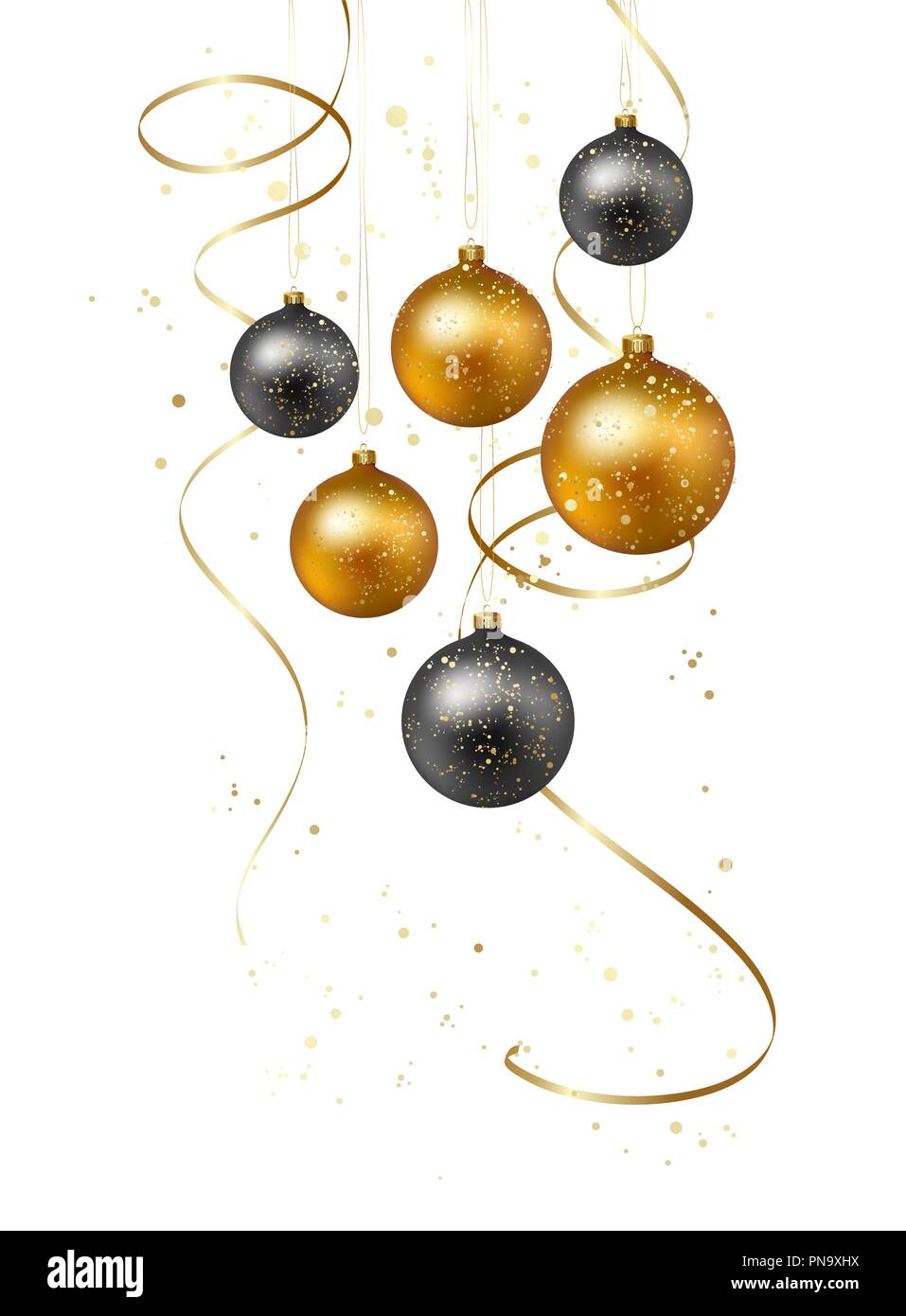 Fond de Noël avec des boules d'or et serpentine Illustration de Vecteur
