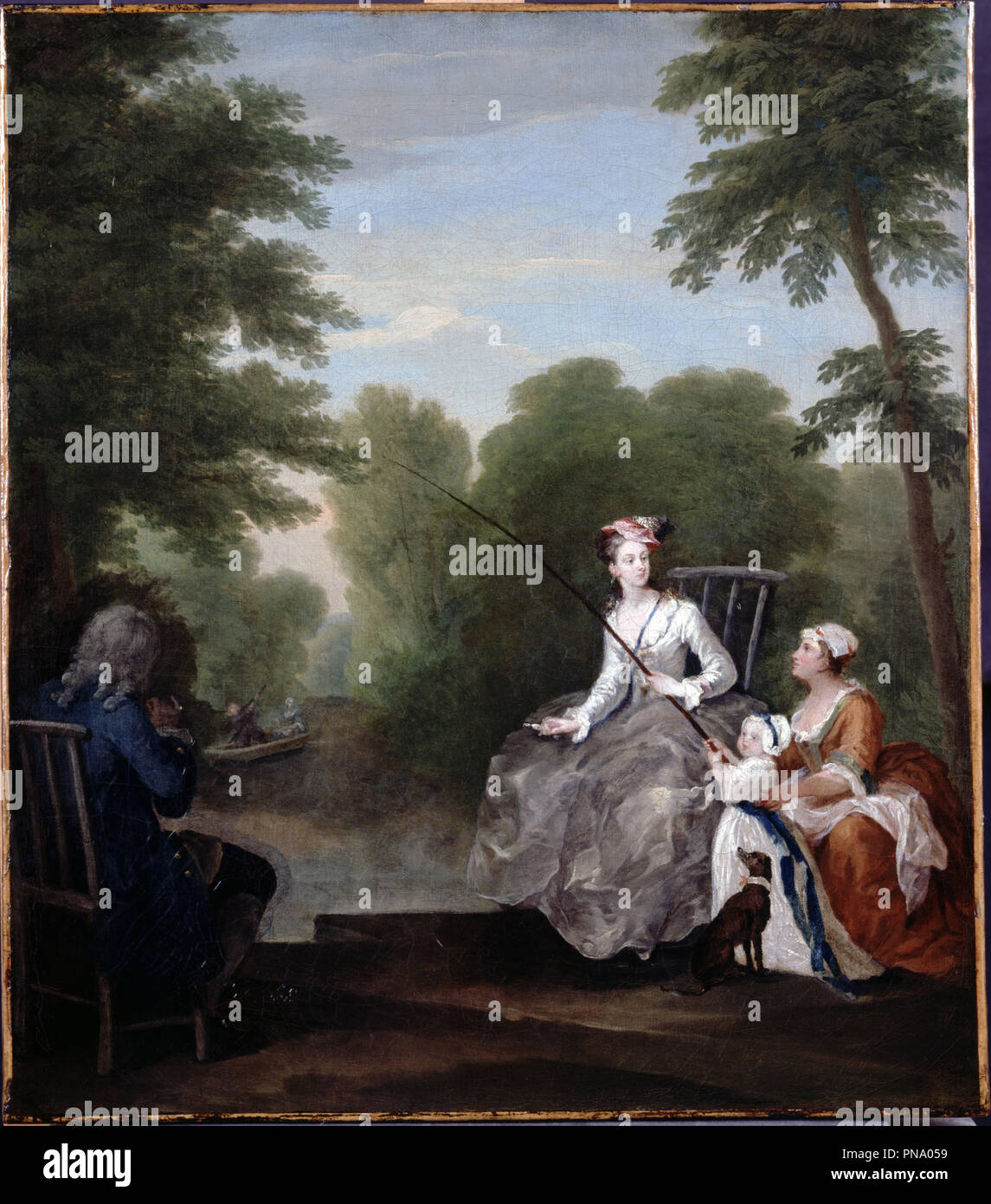 Une partie de pêche. Date/Période : Ca. 1730-31. La peinture. Huile sur toile. Hauteur : 549 mm (21.61 in) ; Largeur : 481 mm (18,93 po). Auteur : Hogarth, WILLIAM. William Hogarth. Banque D'Images
