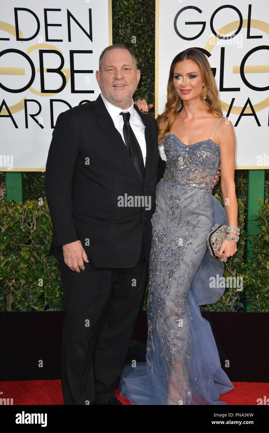 Harvey Weinstein & Georgina Chapman à la 74e Golden Globe Awards au Beverly Hilton Hotel, Los Angeles, CA , Etats-Unis , 8 janvier 2017 Banque D'Images