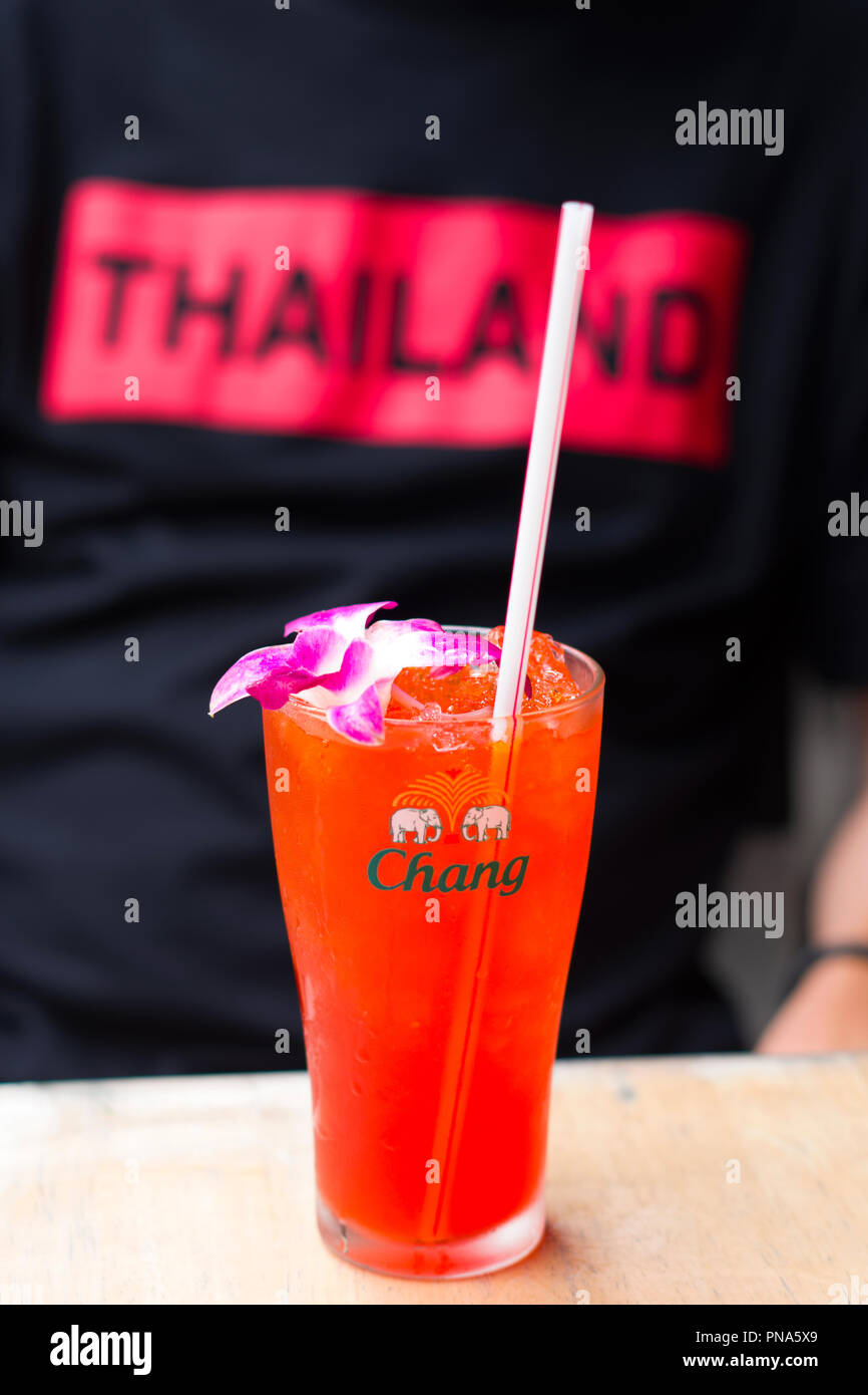 A proximité de la photographie en un cocktail de jus d'orange en Thaïlande Banque D'Images