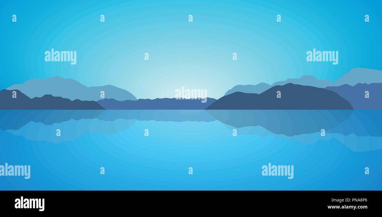 Bleu magnifique lac et montagnes en arrière-plan du paysage illustration vecteur EPS10 Illustration de Vecteur