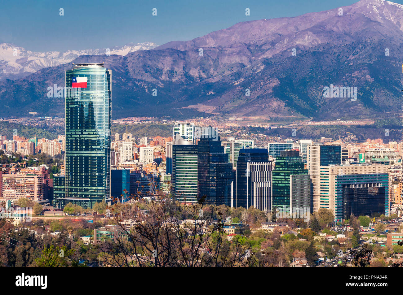 Skyline de Santiago du Chili Banque D'Images