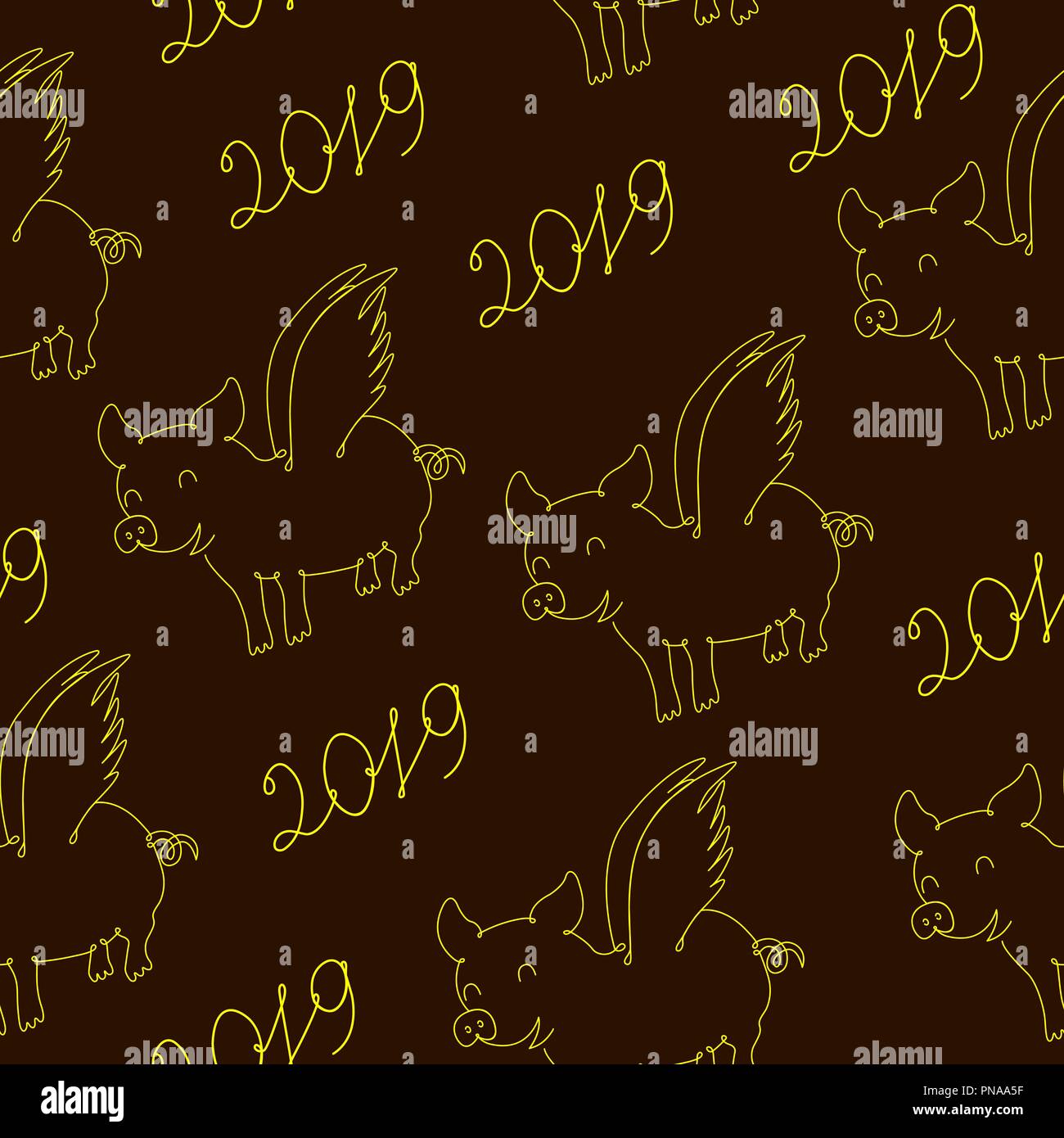 Symbole de l'année 2019 Porcs, seamless texture. Vector Illustration de Vecteur