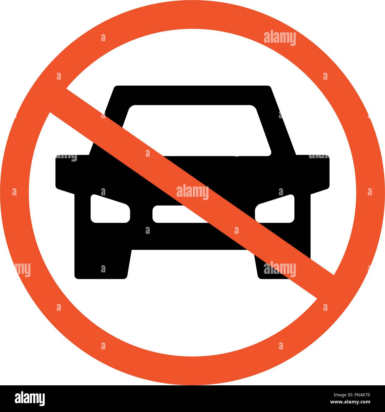 Pas de voitures. Route et embouteillage symbole et signe. L'interdiction de circulation pour tous les véhicules à moteur. Illustration de Vecteur