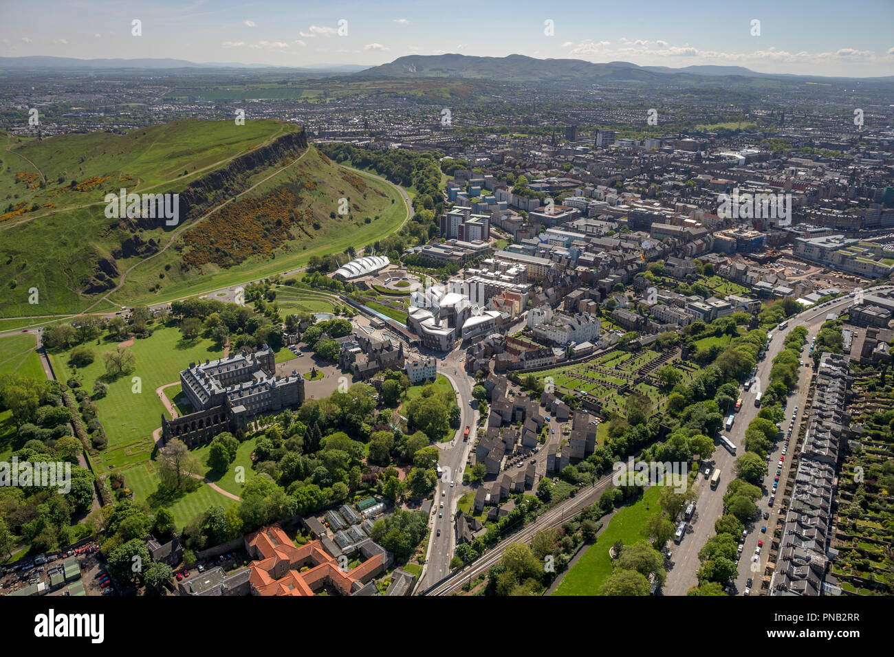 Vue aérienne Holyrood House Edinburgh Banque D'Images