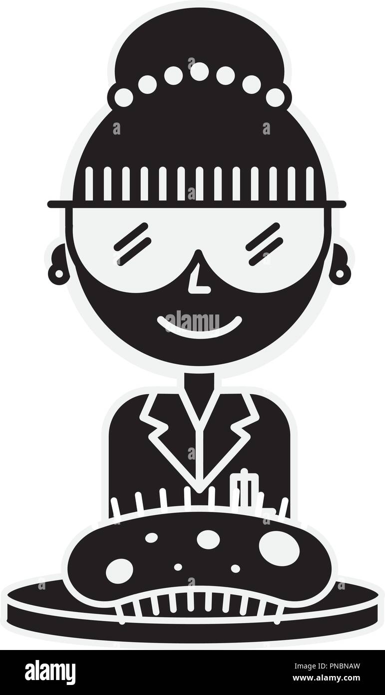 Femme avec des lunettes scientifiques bactéries sur boîte de pétri Illustration de Vecteur