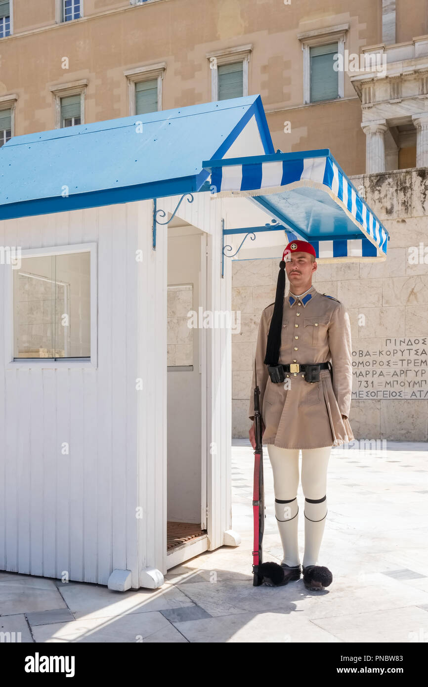 Athènes, Grèce - le 6 juin 2018 : La garde du Parlement grec à Athènes Banque D'Images