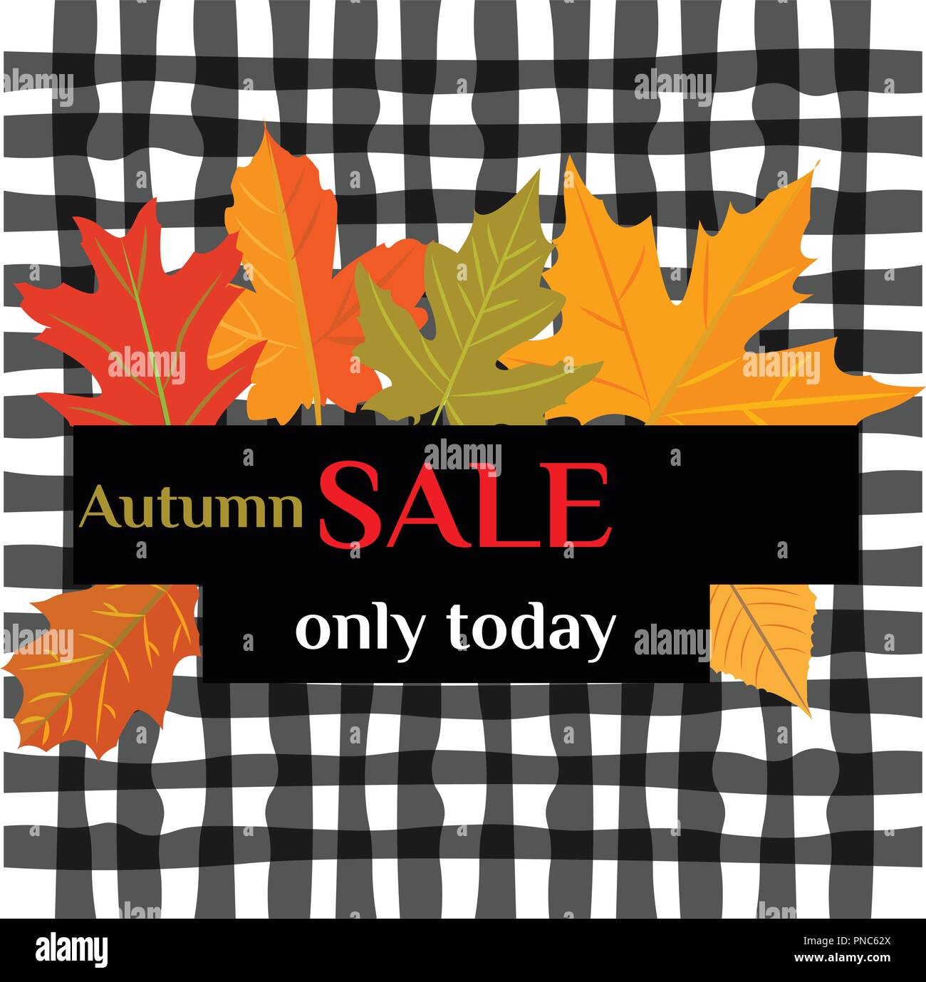 Vector illustration. Ventes d'automne. Ensemble de feuilles jaunes Illustration de Vecteur