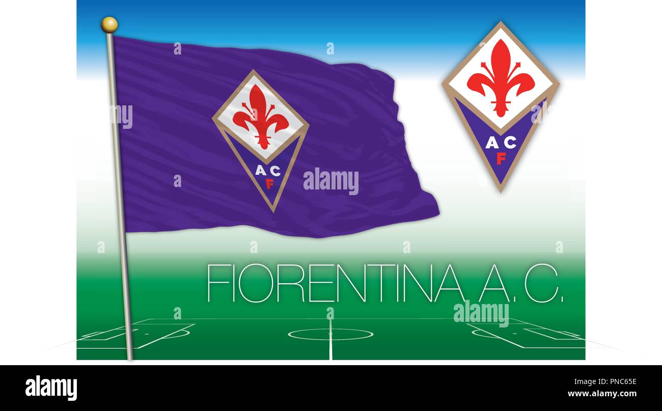 FLORENCE, ITALIE, 2018 - championnat de football Serie A, 2018 drapeau de l'équipe ac Fiorentina Illustration de Vecteur