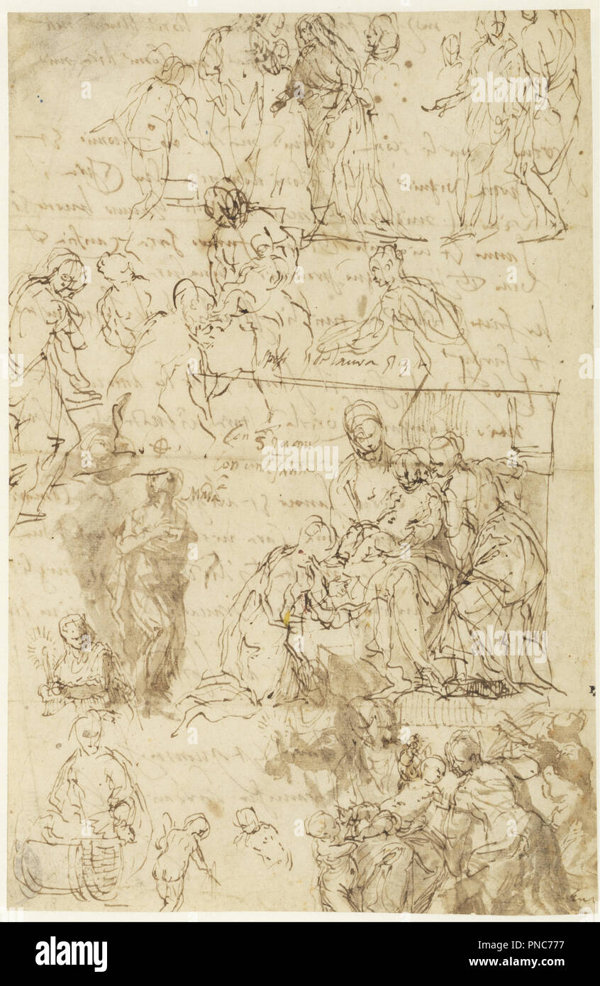 Le Mariage mystique de sainte Catherine et d'autres études. Date/Période : Ca. 1568 - 1569. Dessin. Stylo et Brown, lavis. Hauteur : 306 mm (12.04 in) ; Largeur : 199 mm (7,83 in). Auteur : Paolo Veronese. Banque D'Images Le Mariage mystique de sainte Catherine et d'autres études. Date/Période : Ca. 1568 - 1569. Dessin. Stylo et Brown, lavis. Hauteur : 306 mm (12.04 in) ; Largeur : 199 mm (7,83 in). Auteur : Paolo Veronese. Banque D'Images