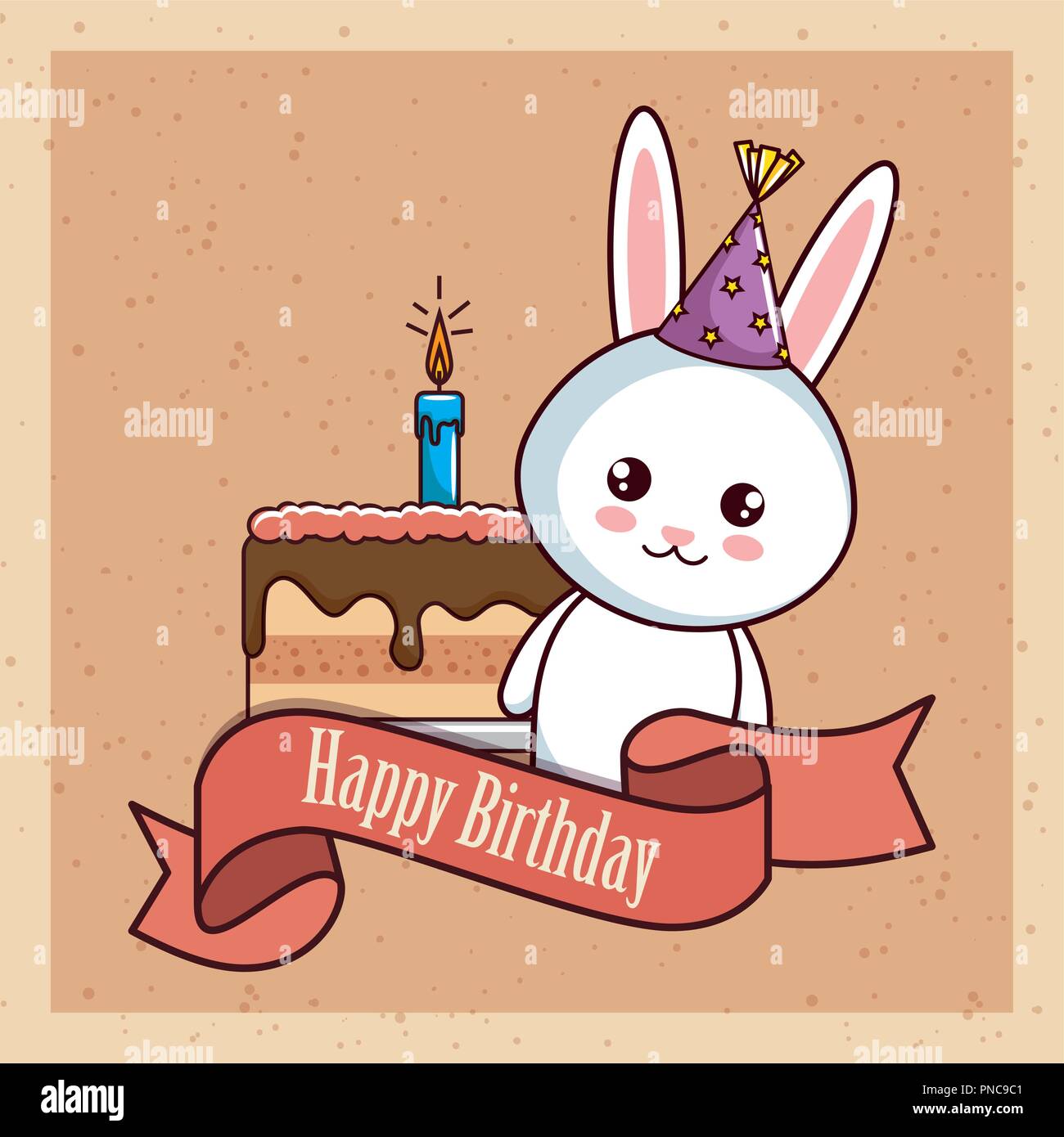 Joyeux Anniversaire Carte Avec Lapin Mignon Image Vectorielle Stock Alamy