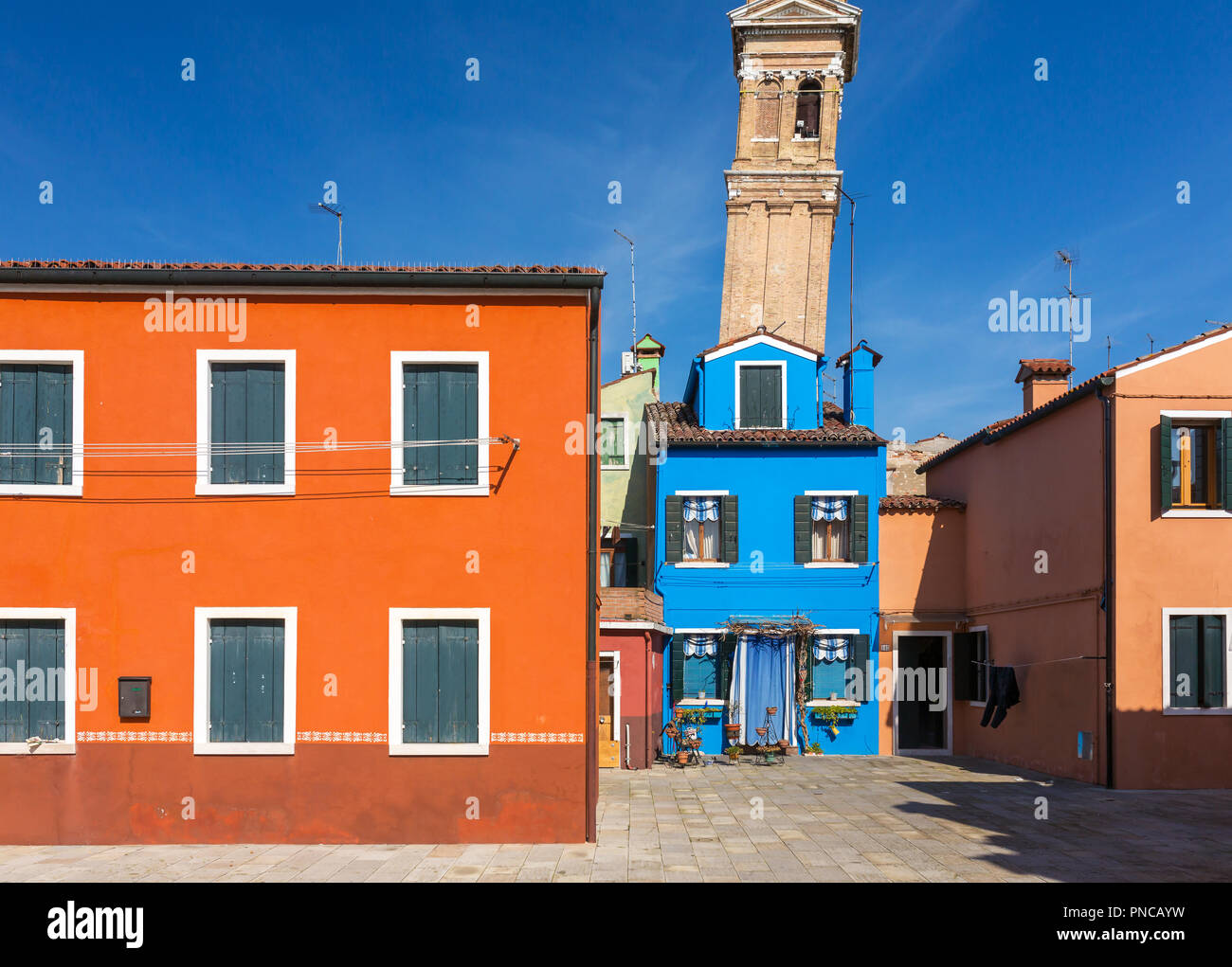 Maisons colorées de Burano, Venise, Italie. Banque D'Images