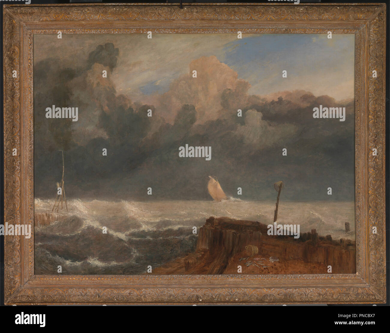 Port Ruysdael. Date/Période : Entre 1826 et 1827. La peinture. Huile sur toile. Hauteur : 1 127 mm (44.37 in) ; largeur : 1 486 mm (58.50 in). Auteur : J. M. W. Turner. Banque D'Images