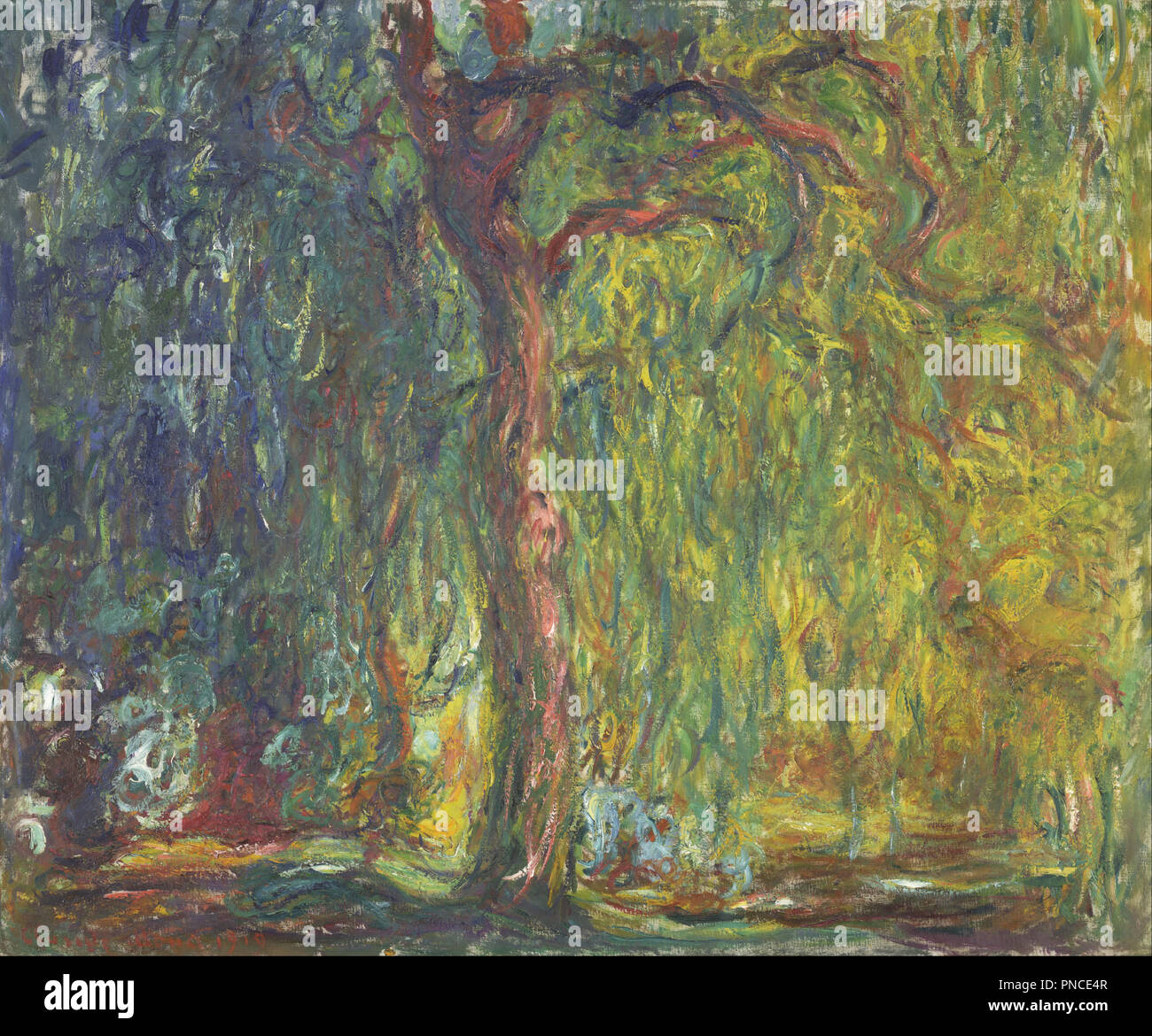 Saule pleureur. Date/période : 1918-1919. La peinture. Huile sur toile. Hauteur : 99,70 mm (3,92 in) ; Largeur : 120 mm (4.72 in). Auteur : Claude Monet. MONET, CLAUDE. Banque D'Images