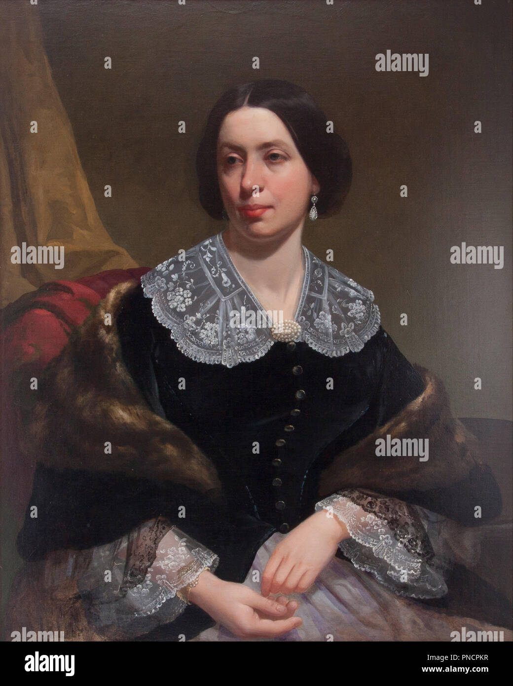 Sarah Mathilde Cheesman Gibson. Date/période : 1860. La peinture. Huile sur toile Huile sur toile. Hauteur : 43,50 mm (1,71 in) ; largeur : 36 mm (1,41 in). Auteur : attribué à Joseph Oriel Eaton. Banque D'Images