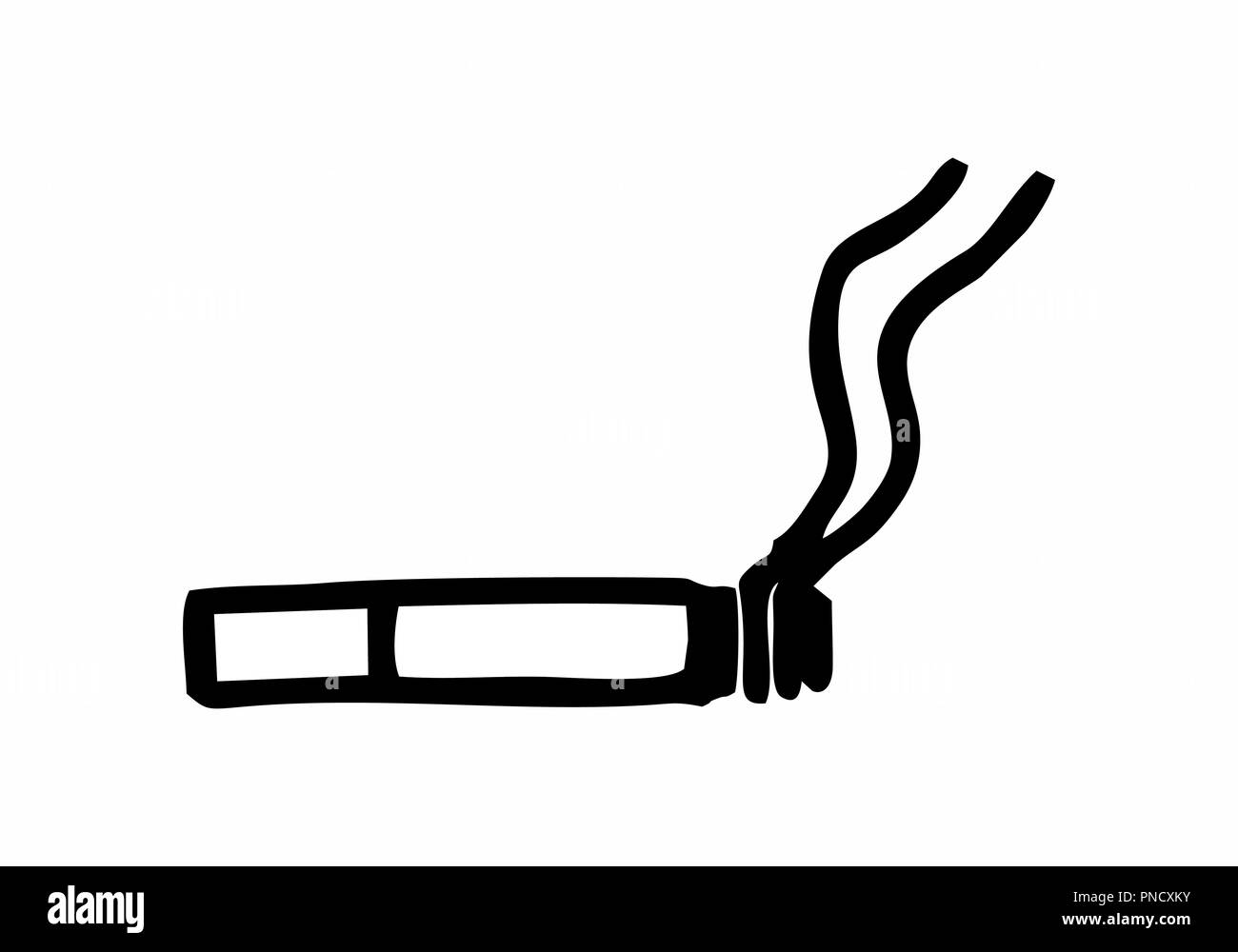 Freehand illustration d'une cigarette isolés. Contours noirs sur fond blanc. Illustration de Vecteur
