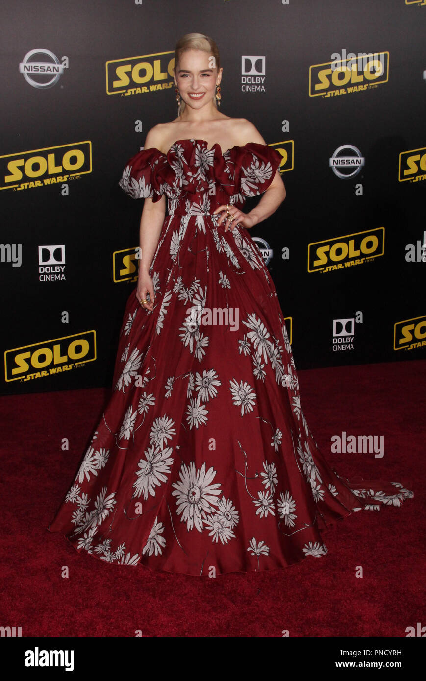 Emilia Clarke 05/10/2018 La première mondiale de 'Solo : Une histoire de la guerre des étoiles' qui s'est tenue à Hollywood, CA Photo par Izumi Hasegawa / HNW / PictureLux Banque D'Images