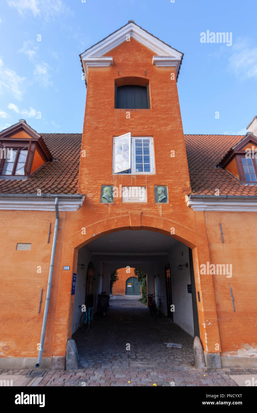 Nyboder, une maison en rangée historique de l'ancien quartier de la caserne de la marine , Copenhague, Danemark Banque D'Images
