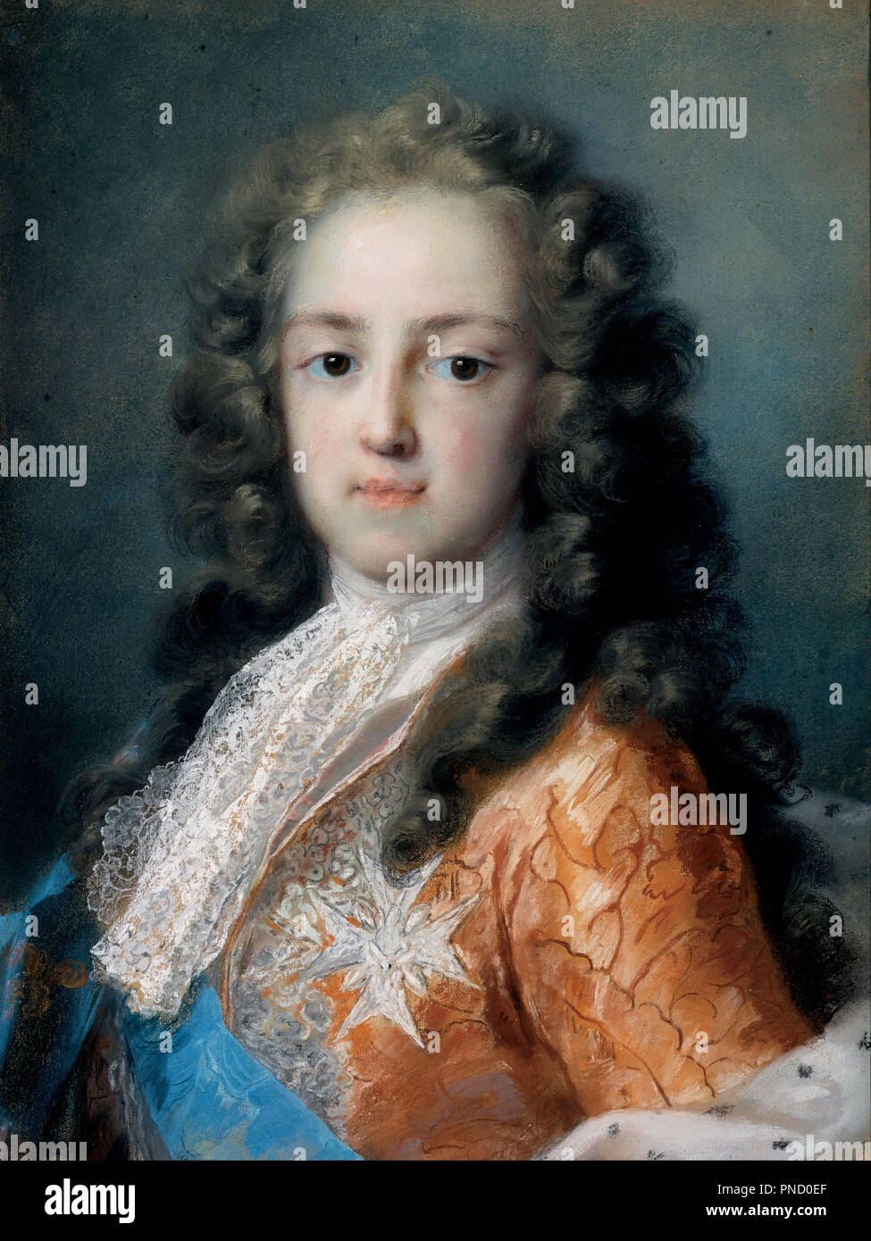 Louis XV de France (1710-1774) en tant que Dauphin. Date/période : 1720 - 1721. La peinture. Hauteur : 505 mm (19.88 in) ; Largeur : 385 mm (15.15 in). Auteur : CARRIERA, Rosalba. ROSALBA CARRIERA. Rosalba Carriera, Giovanna. Banque D'Images