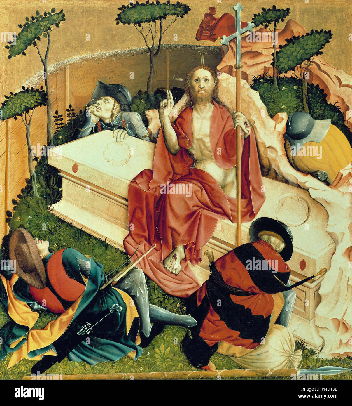 La résurrection de Jésus Christ. Date/période : 1437. La peinture. Huile sur le sapin. 150 × 140 × 55,1 cm (59 in). Auteur : HANS MULTSCHER. HANS MULTSCHER,. Banque D'Images