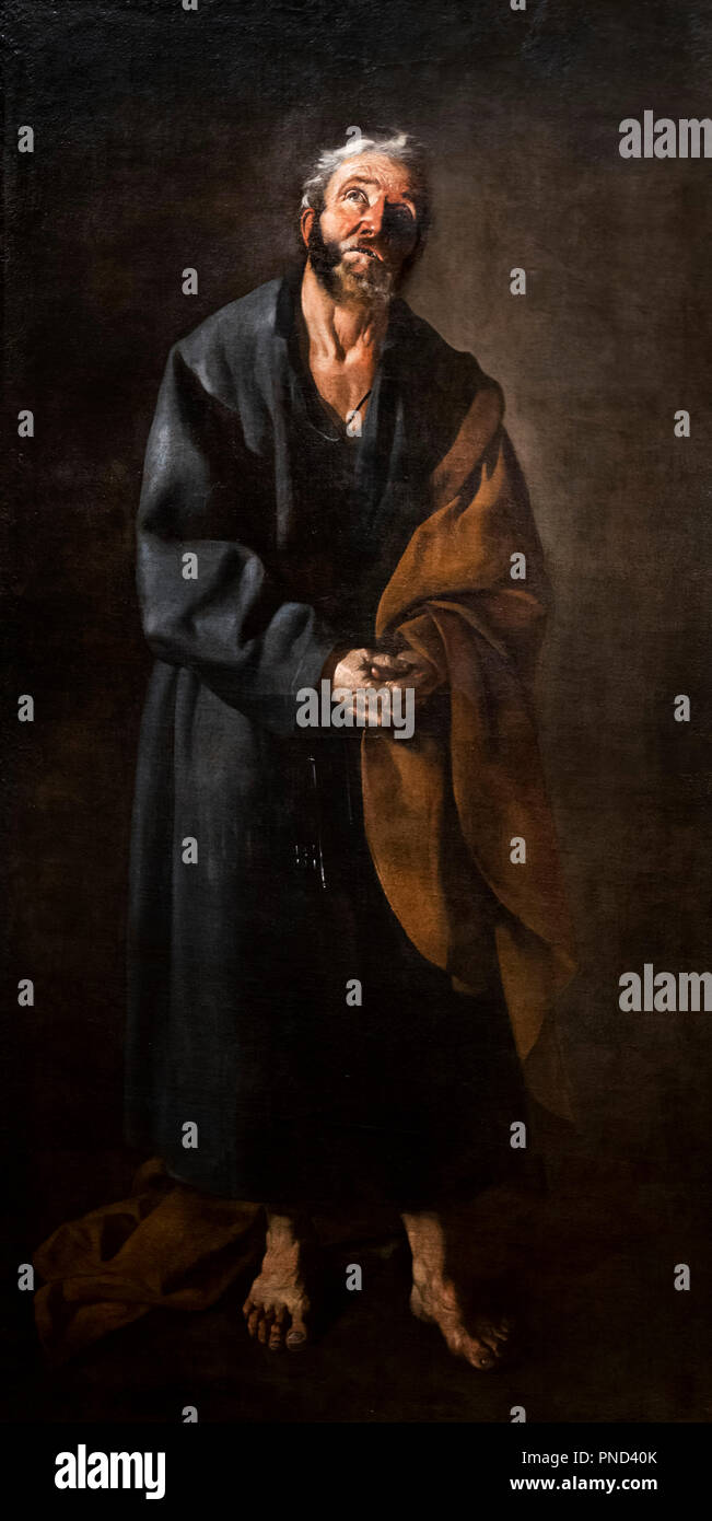 St Peter de Francisco de Zurbaran (1598-1664), huile sur toile, c.1633 Banque D'Images