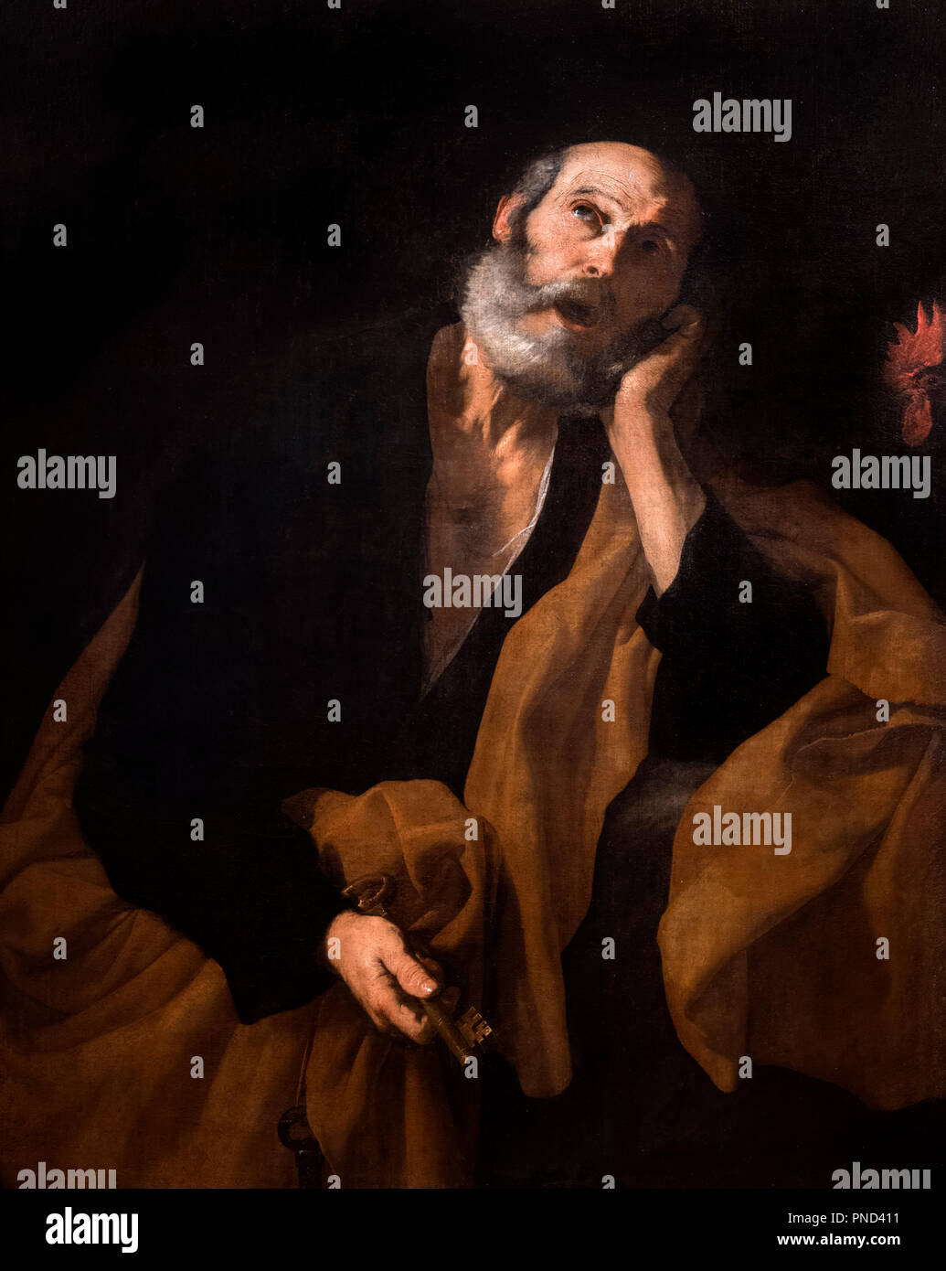 Le refus de Saint Pierre par l'atelier de Jusepe DE RIBERA (José de Ribera c.1588/91- 1652/6), huile sur toile, c.1640-50 Banque D'Images
