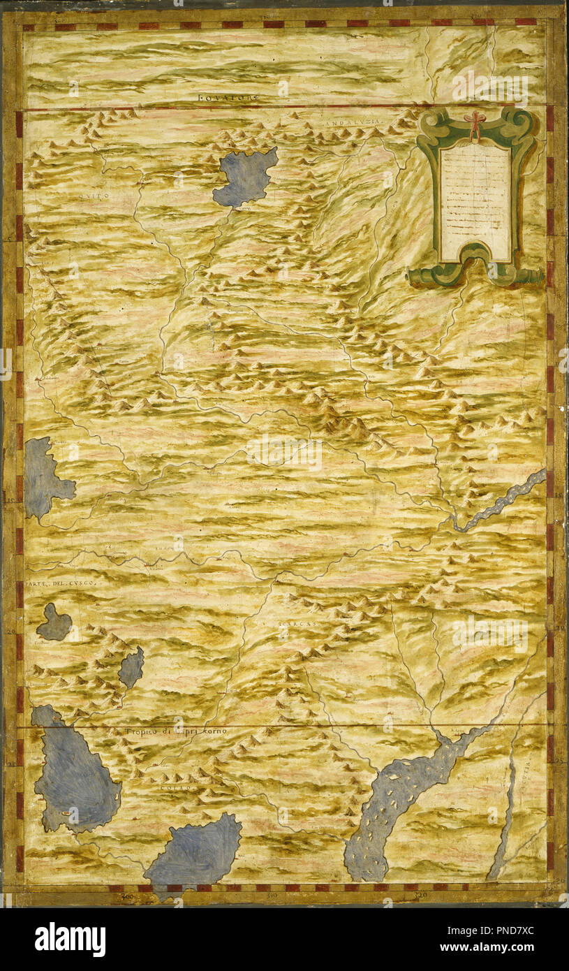 La Bolivie et de l'Ouest Amazzonia. Date/période : 1565 - 1575. Peinture à l'huile sur bois. Hauteur : 117 mm (4,60 in) ; largeur : 73 mm (2,87 in). Auteur : EGNAZIO DANTI. Banque D'Images