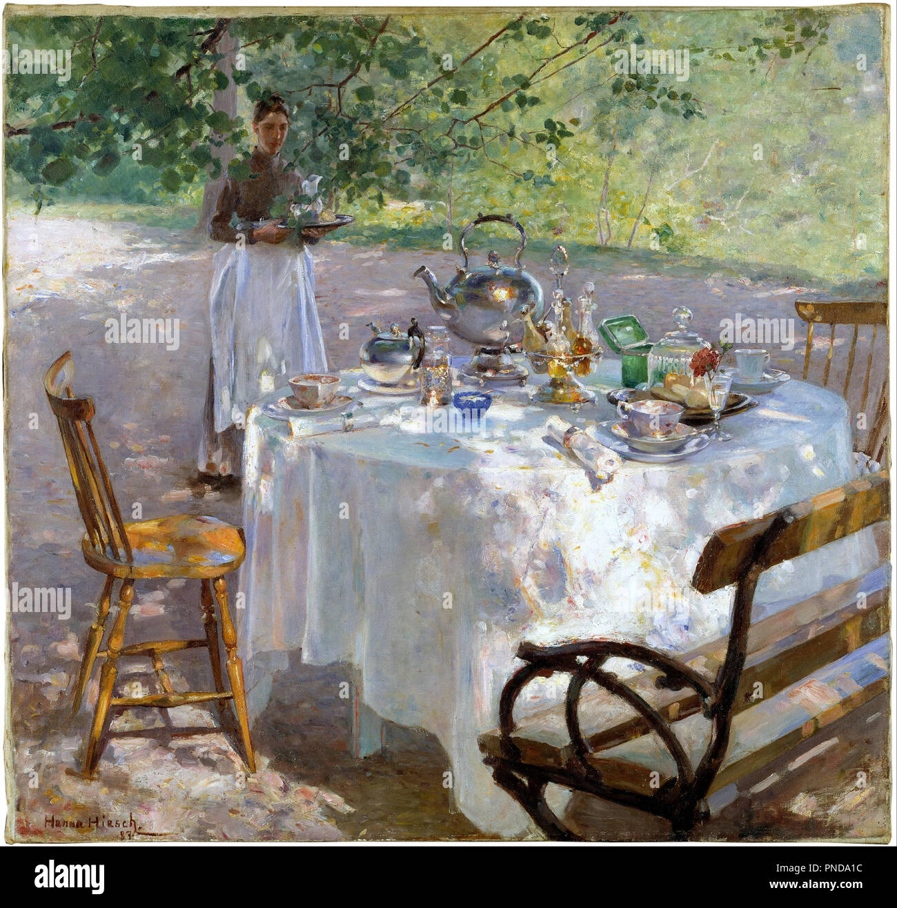 Frukostdags Breakfast-Time. Date/période : 1887. La peinture. Huile sur toile. Hauteur : 870 mm (34.25 in) ; Largeur : 910 mm (35.82 in). Auteur : HANNA PAULI. Pauli (Hirsch-Pauli), Hanna. HANNA HIRSCH PAULI. Banque D'Images