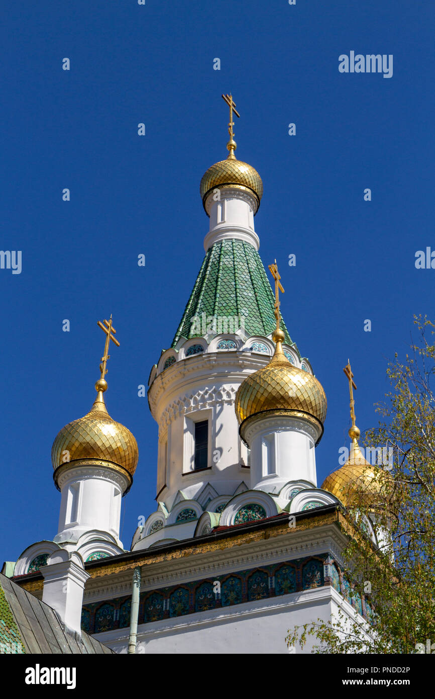 L'église Russe, (l'église de St Nicolas l'Miracle-Maker), Sofia, Bulgarie. Banque D'Images