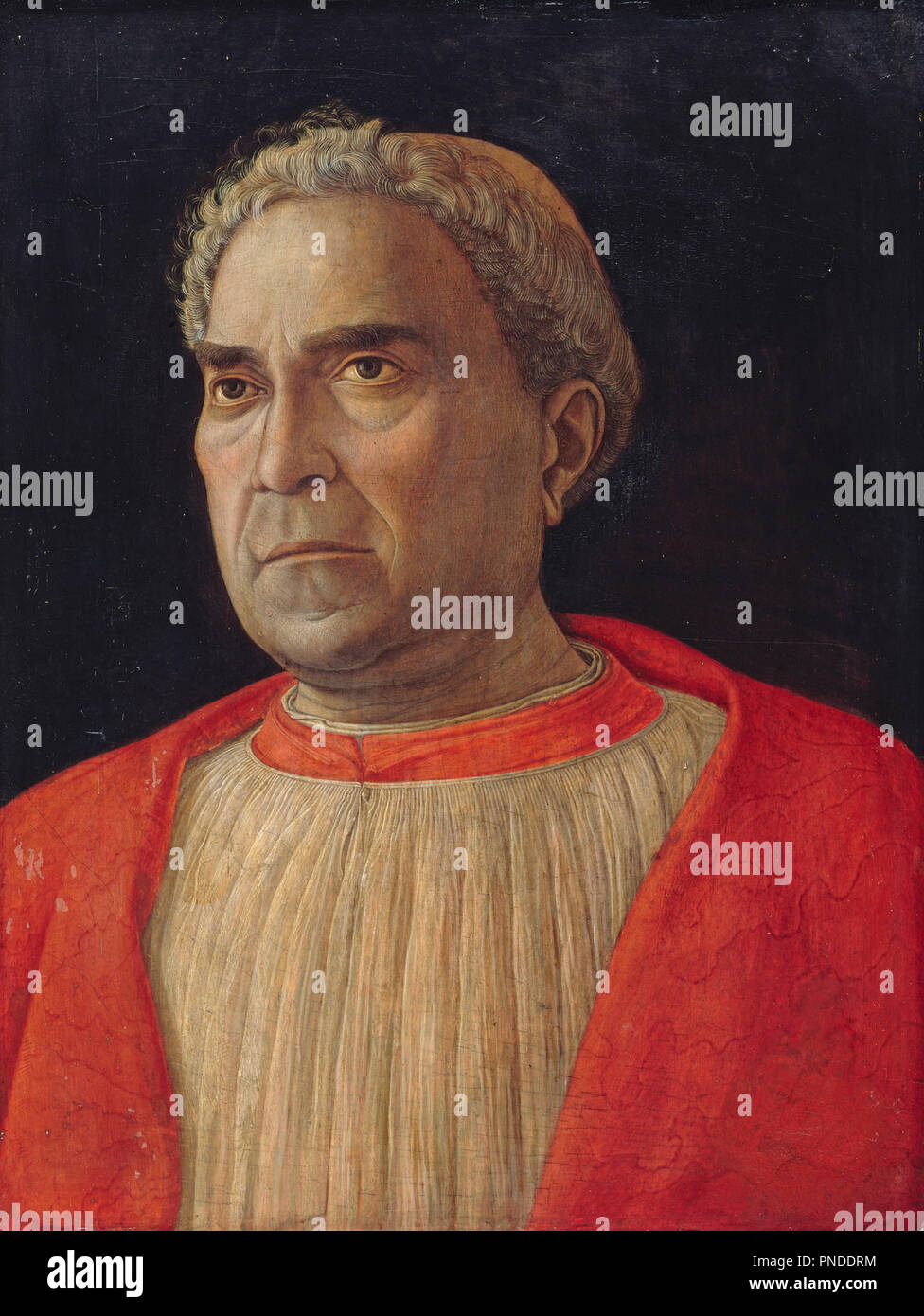 Le Cardinal Ludovico Mezzarota appelé Ludovico Trevisano Scarampi. Date/période : 1459. La peinture. Tempera sur bois de peuplier. Hauteur : 44,8 cm (17.6 in) ; Largeur : 33,9 cm (13.3 in). Auteur : MANTEGNA, Andrea. Andrea Mantegna. Banque D'Images