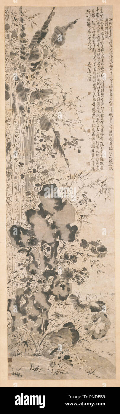 Fleurs 16. Date/Période : 16e siècle, dynastie Ming (1368-1644). La peinture. Encre sur papier ; monté comme un défilement pendaison d'encre sur papier ; monté comme un défilement pendaison. Hauteur : 3 329,94 mm (10,92 pi) ; largeur : 991,87 mm (39.05 in). Auteur : Xu Wei, le chinois. Banque D'Images