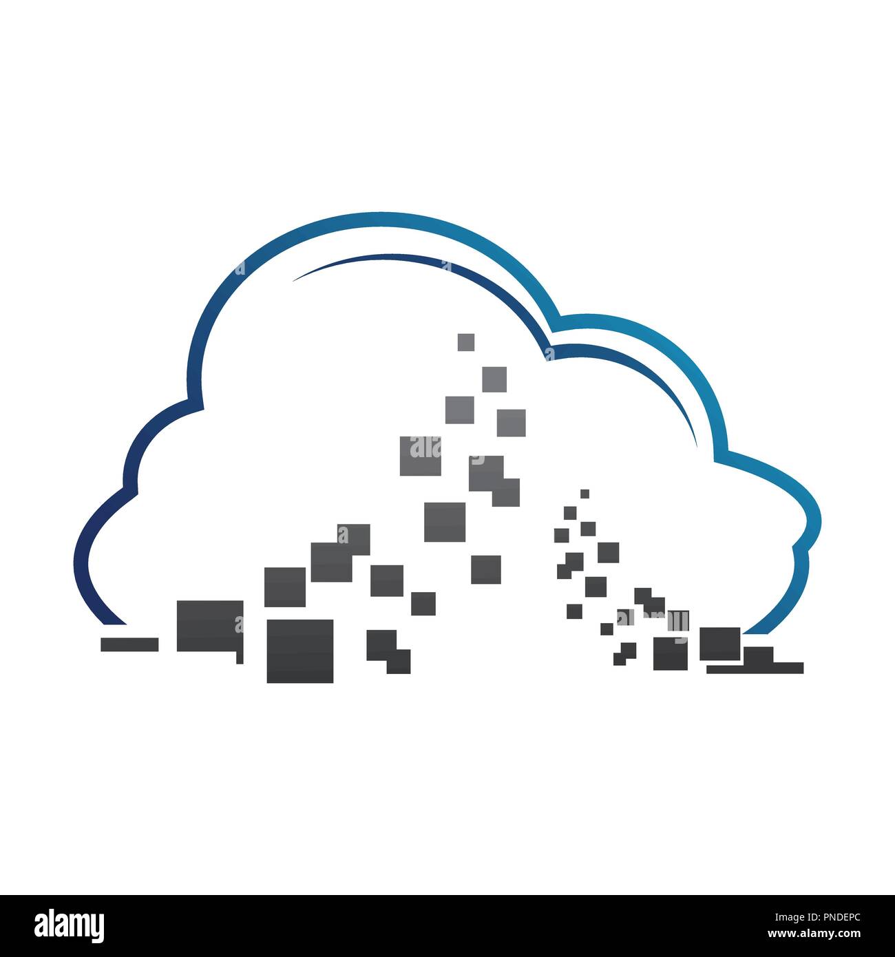 Symbole nuage bleu ,big data cloud,big logo logo de la technologie cloud. Gestion des données CLoud logo Vector Illustration de Vecteur