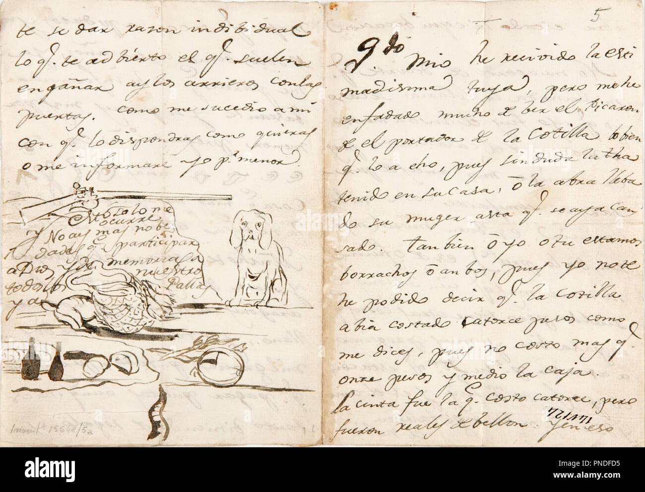 Lettre à Martín Zapater. Date/période : 1783. Largeur : 29,7 cm. Hauteur : 20,8 cm (complet). Auteur : GOYA, FRANCISCO DE. Banque D'Images