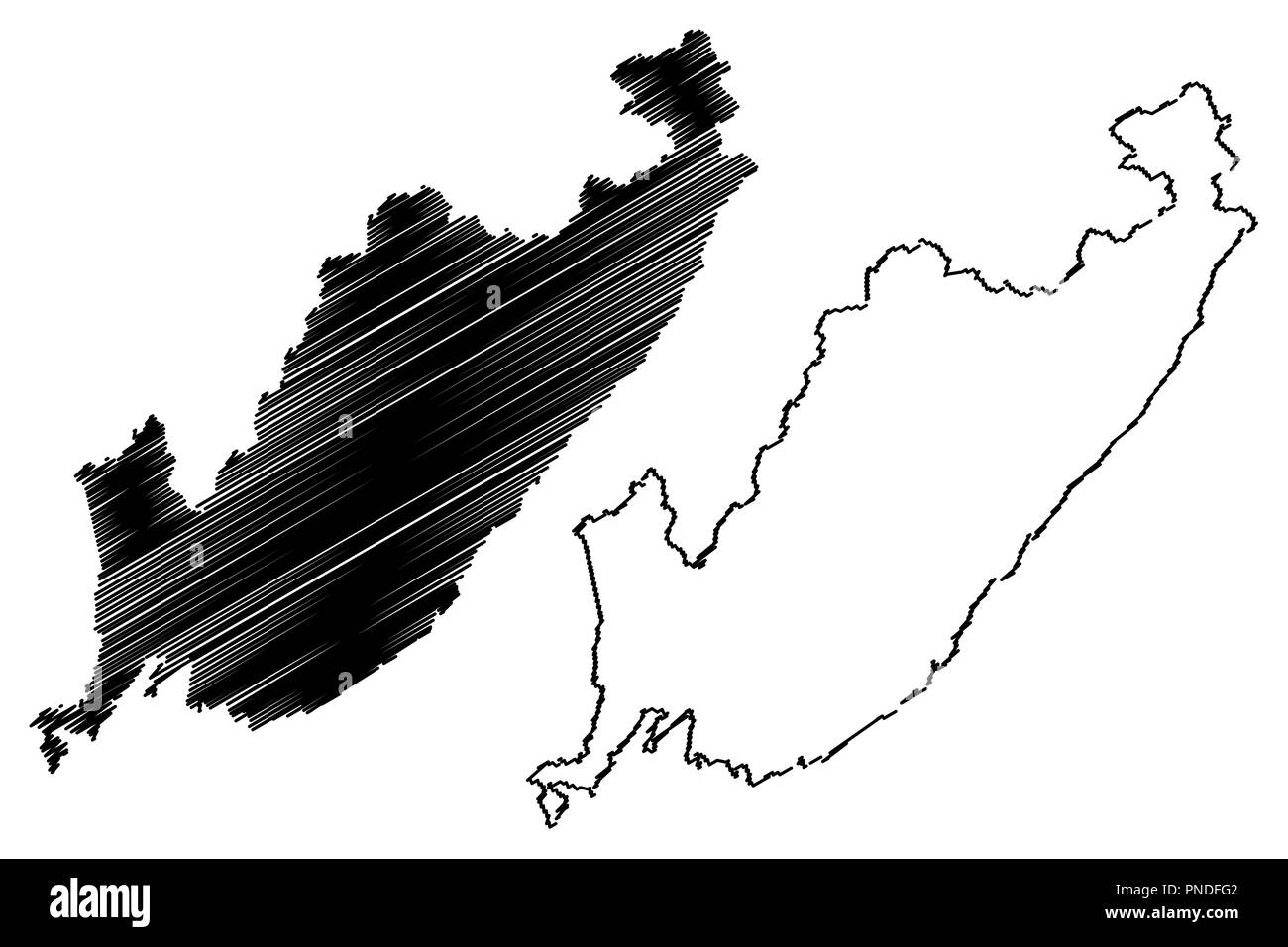 Flandre orientale (Russie, Sujets de la Fédération de Russie, de la Russie) carte Krais illustration vectorielle, scribble croquis Territoire maritime (Primorye) ma Illustration de Vecteur