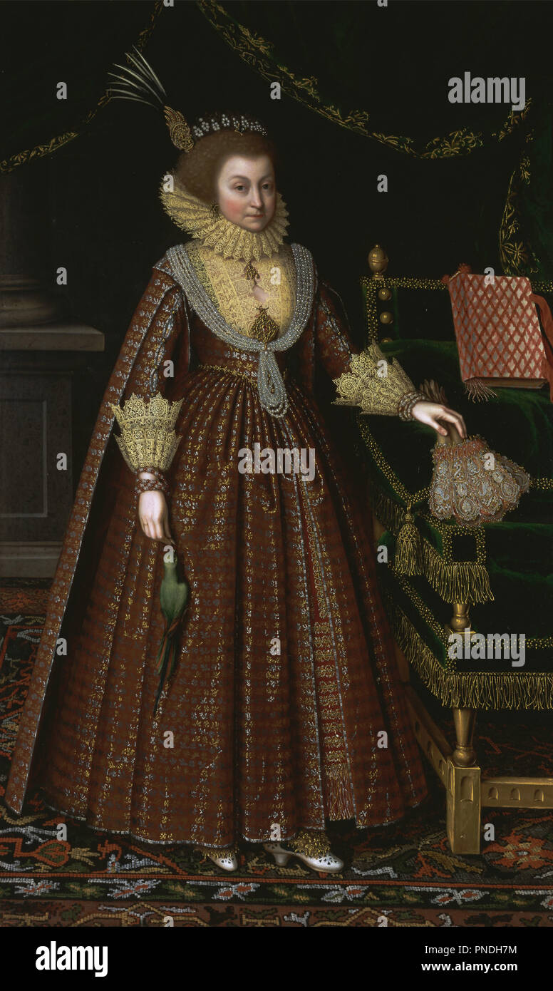 Elizabeth, comtesse de Kellie. Date/Période : Ca. 1619. La peinture. Huile sur toile. Hauteur : 2 057 mm (80,98 po) ; largeur : 1 232 mm (48.50 in). Auteur : Paul van Somer I. Banque D'Images