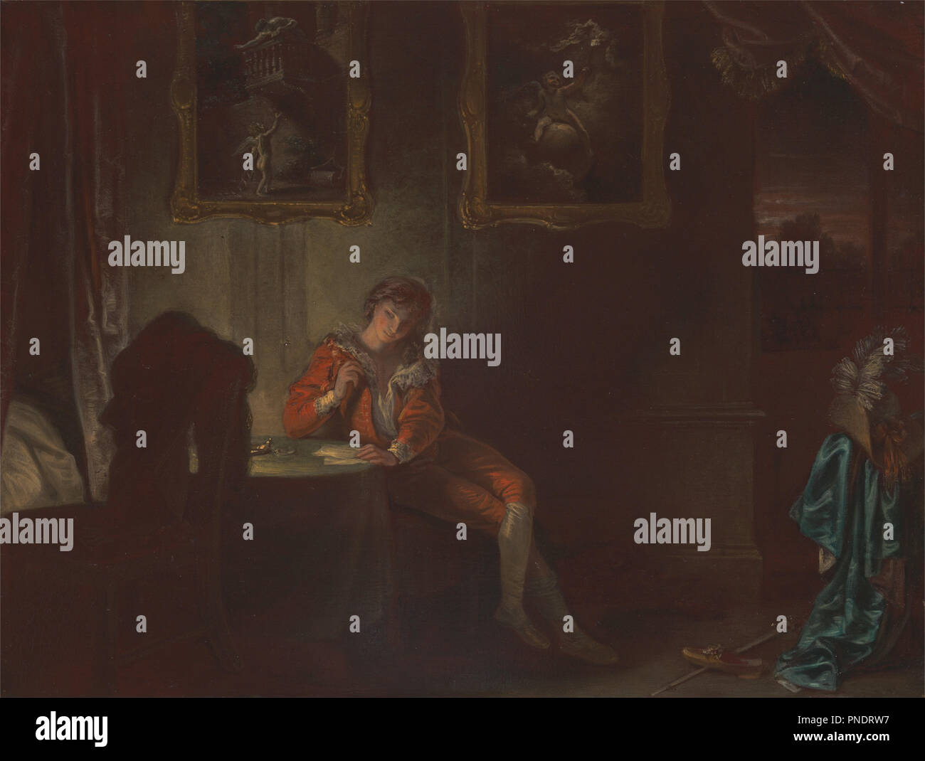 Les sept âges de l'homme : l'Amant, 'Comme vous l'aimez,' ii, vii. Date/Période : Entre 1798 et 1801. La peinture. Huile sur panneau. Hauteur : 381 mm (15 in) ; Largeur : 505 mm (19.88 in). Auteur : Robert Smirke. Banque D'Images