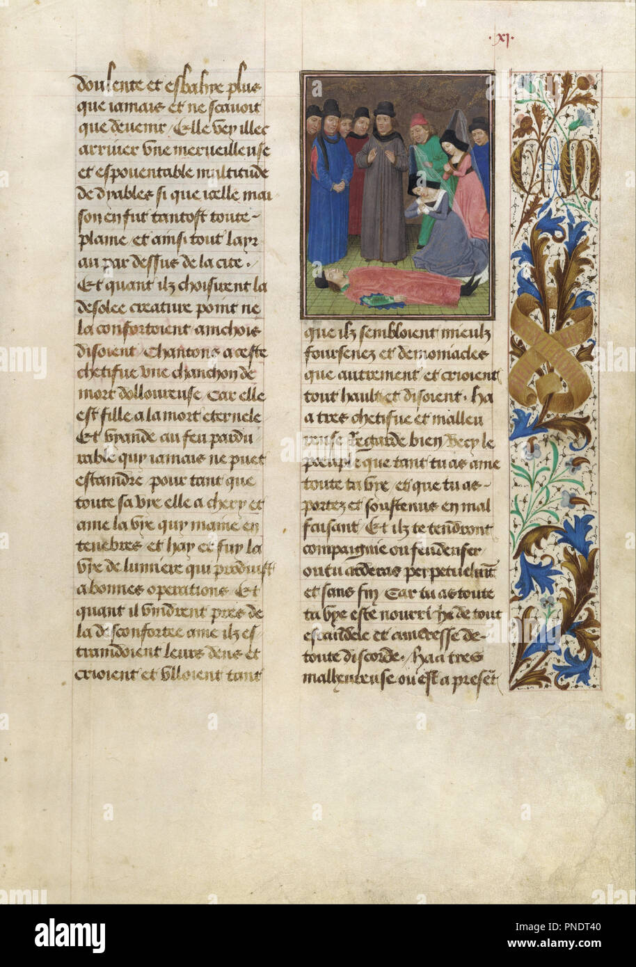 Tondal semble être mort. Date/période : 1475. Folio. Température de couleurs, feuille d'or, d'or, peinture et encre sur parchemin. Auteur : Simon Marmion. Banque D'Images