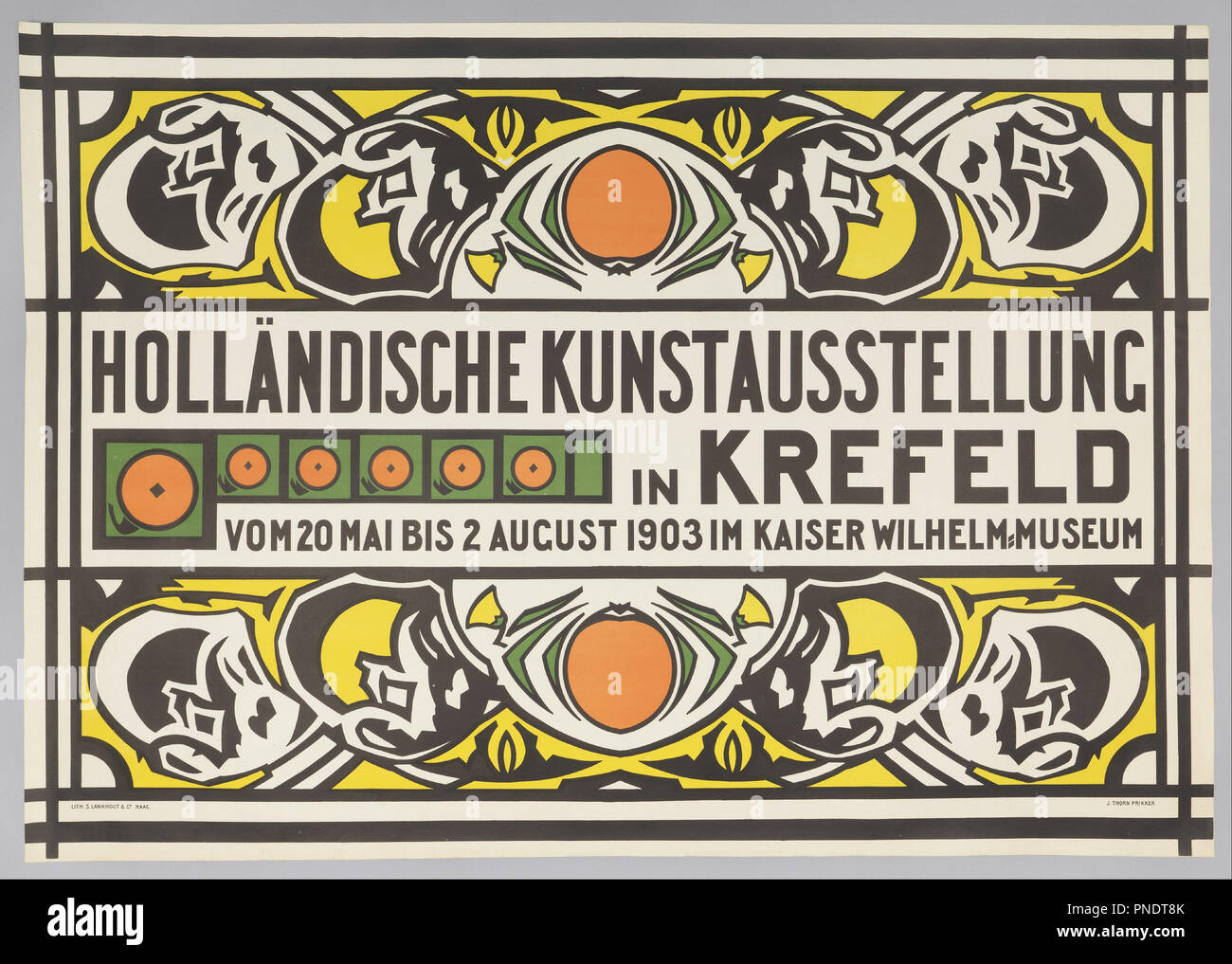 Holländische Kunstausstellung (Exposition d'art néerlandais à Krefeld). Date/période : 1903. De l'affiche. Lithographie sur papier vélin blanc. Auteur : Jan Thorn Prikker. Banque D'Images