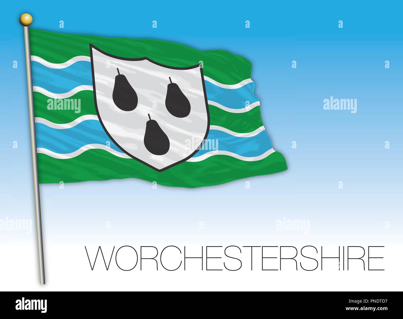 Comté de Worchestershire drapeau, Royaume-Uni, vector illustration Illustration de Vecteur