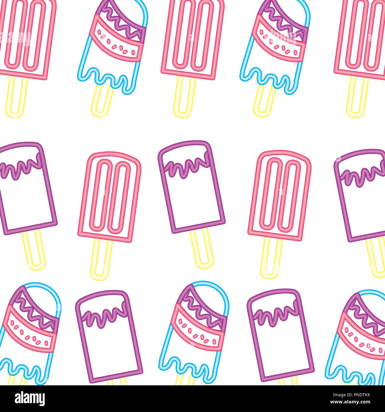 Lumineux néon de délicieuses glaces modèle sucettes Illustration de Vecteur