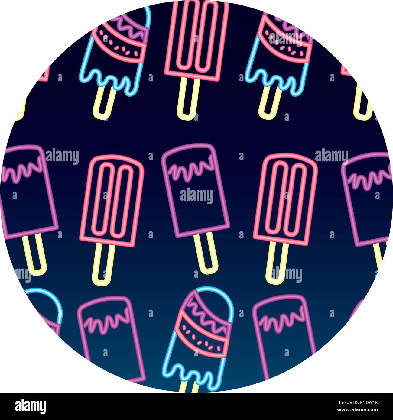 Lumineux néon de délicieuses glaces modèle sucettes Illustration de Vecteur