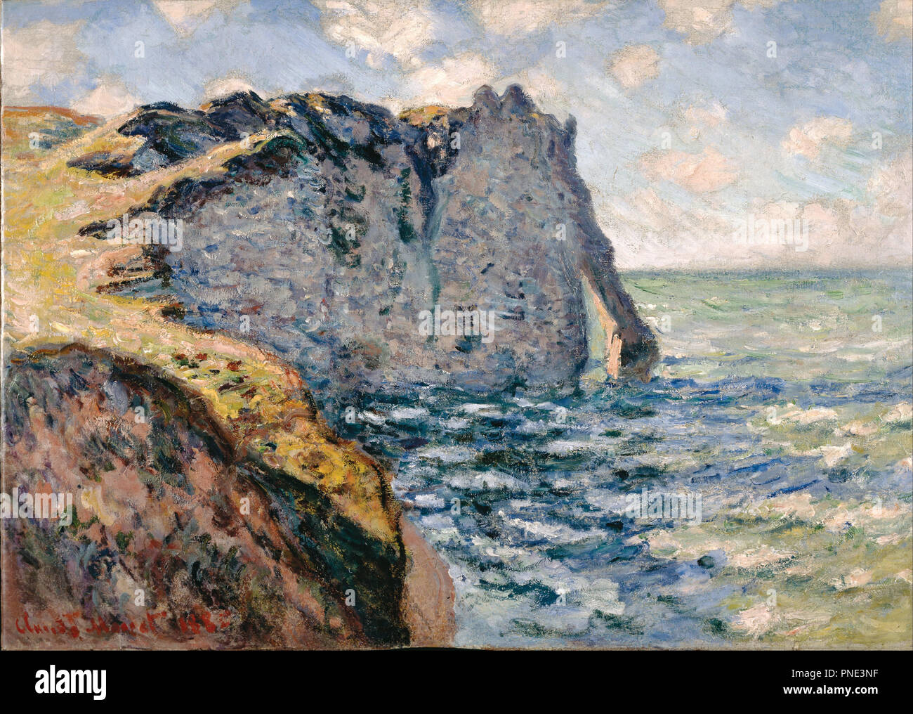 La Falaise d'Aval, Etrétat. Date/période : 1885. La peinture. Huile sur toile Huile sur toile. Auteur : Claude Monet. MONET, CLAUDE. Banque D'Images