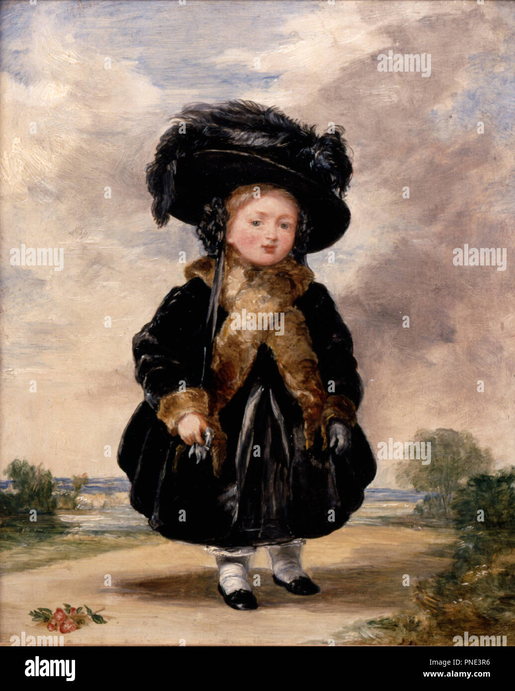 La princesse Victoria âgée de 4 ans. Date/période : 1823. La peinture. Huile sur panneau de l'huile. Hauteur : 279 mm (10.98 in) ; Largeur : 227 mm (8,93 in). Auteur : Stephen Denning. Poyntz Poyntz Stephen Denning. Banque D'Images